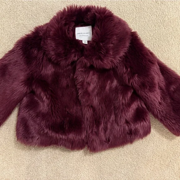 Janie and Jack Faux Fur Jacket in Deep Plum - Picture 1 of 4